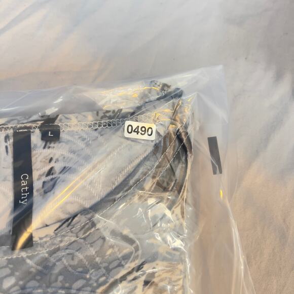 Cathy Blouse Woman LJewel Neck 3/4 Sleeve Blue Brown Black Textured Fabric - Picture 11 of 11